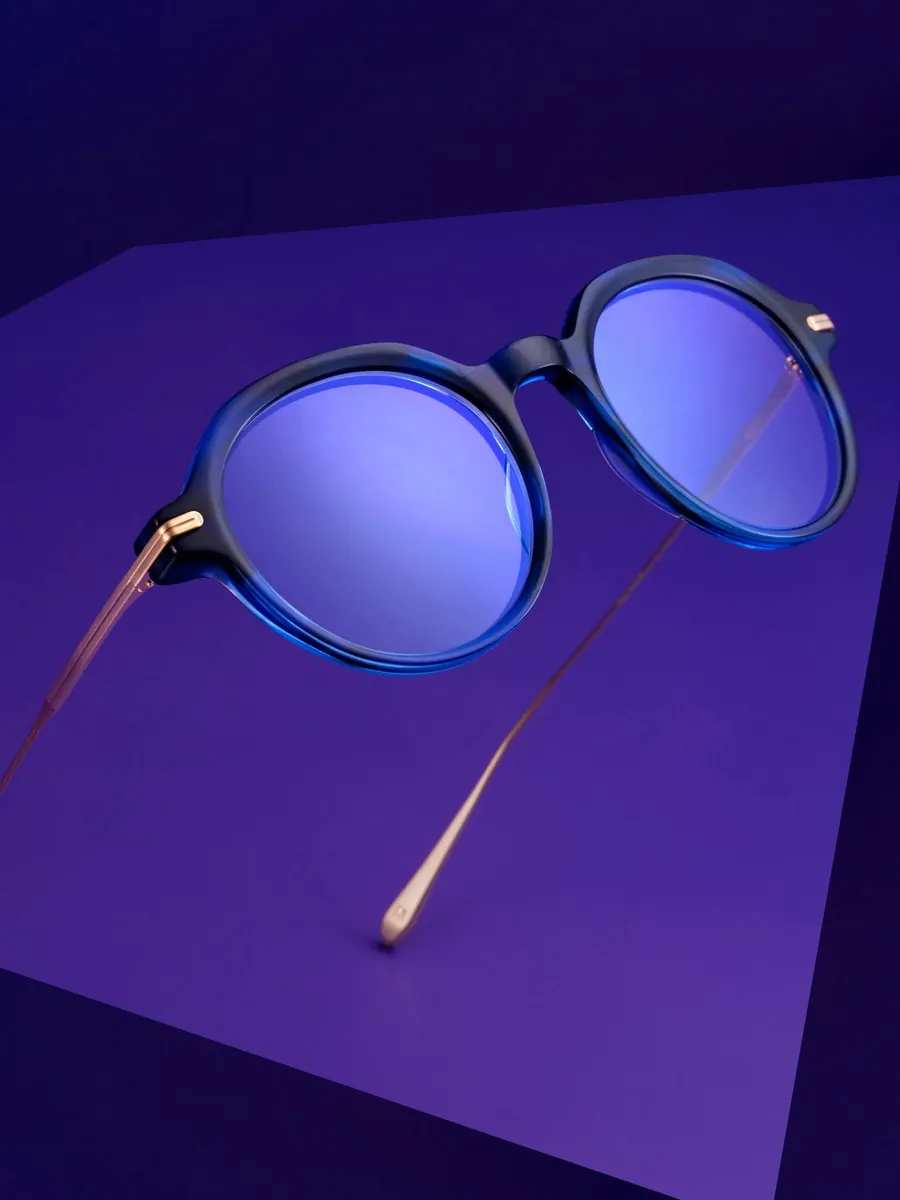 Masunaga, ronde, acétate bleu veiné